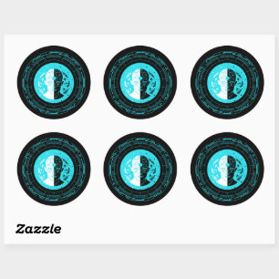Futuristic AI Cyborg Face Classic Round Sticker