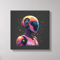 Futuristic AI Robot Canvas Wall Art – Bold Colours