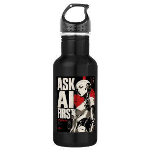 Futuristic AI Robot Humanoid Tech Design 532 Ml Water Bottle