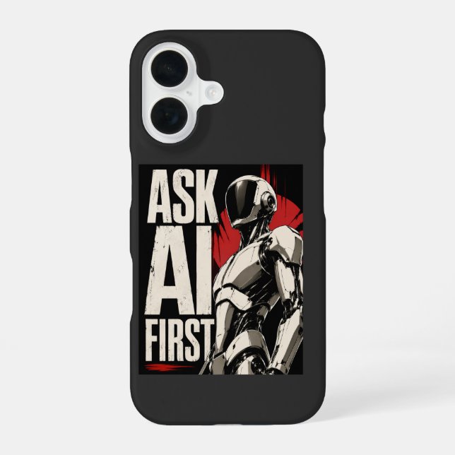 Futuristic AI Robot Humanoid Tech Design iPhone 16 Case (Back)