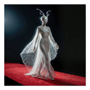 Futuristic Alien Model In Cobweb Gown Poster