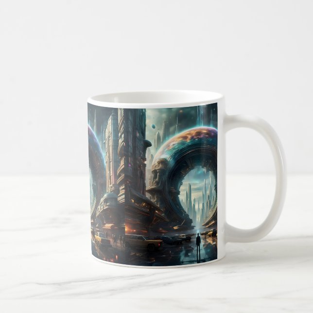 Futuristic Alien Planet Portal with Magic Gate Coffee Mug (Right)