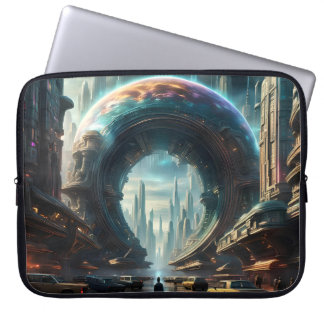 Futuristic Alien Planet Portal with Magic Gate Laptop Sleeve