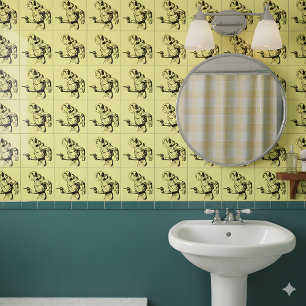 Futuristic and Nostalgic Retro Sci-Fi Ray Gun Man Tile