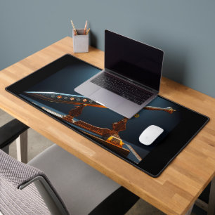 Futuristic Arabian-Style War Sword with Ornate Dis Desk Mat