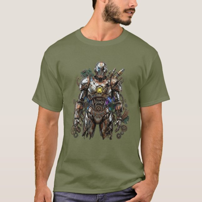 Futuristic Armoured Robot – High-Tech T-Shirt (Front)