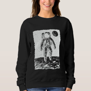 Futuristic Astronaut Floating in Space Sci-Fi Aest Sweatshirt