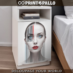 Futuristic bar coded woman  tissue paper