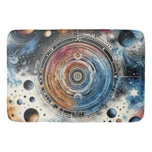 Futuristic Batik Cosmic Art – Space Design Bath Mat