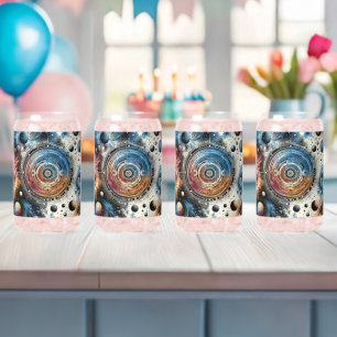 Futuristic Batik Cosmic Art – Space Design Can Glass