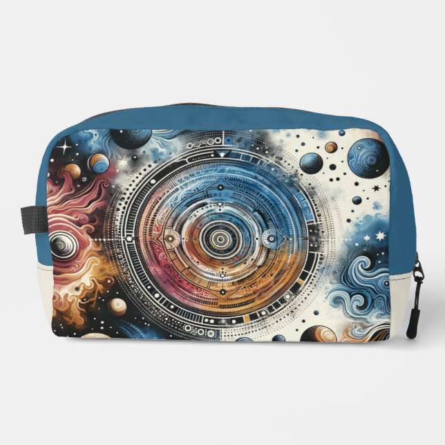 Futuristic Batik Cosmic Art – Space Design Dopp Kit (Front)