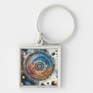 Futuristic Batik Cosmic Art – Space Design Key Ring