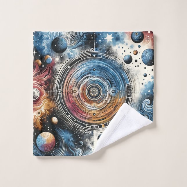 Futuristic Batik Cosmic Art – Space Design Wash Cloth (Wash Cloth)