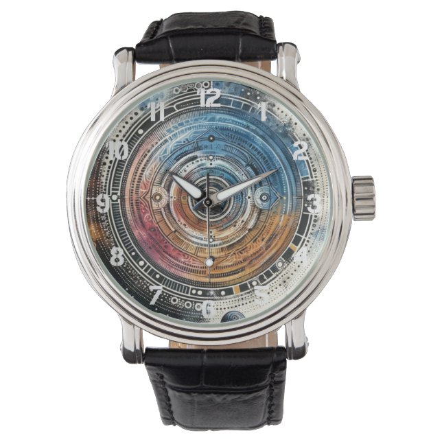 Futuristic Batik Cosmic Art – Space Design Watch (Front)