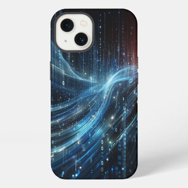 Futuristic Binary Code Data Flow Phone Case -Cyber (Back)