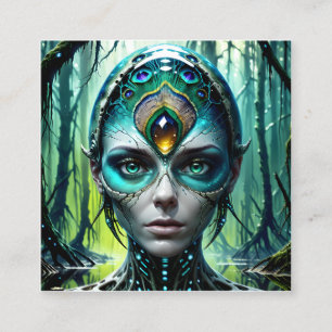 Futuristic biomechanical cybernetic giants are imm square business card