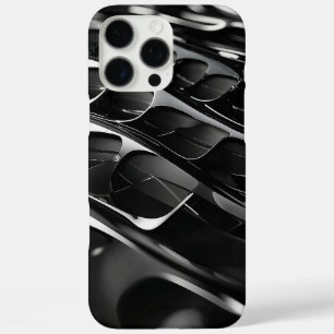 Futuristic Black Gloss Abstract 3D Design iPhone 16 Pro Max Case