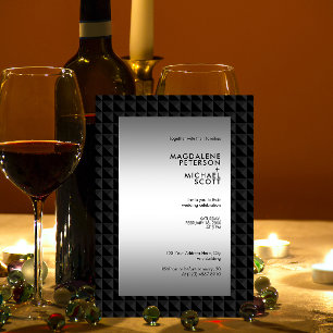 Futuristic Black Polygon Shape Pattern Wedding Invitation