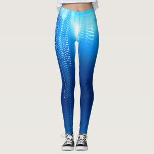 Futuristic blue design on leggings