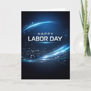 Futuristic Blue Happy Labor Day Card