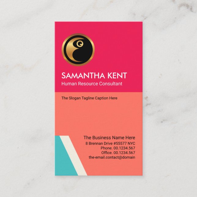 Futuristic Bright Bold Colourful Layers Recruitmen Business Card (Front)
