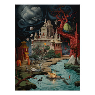 Futuristic Castle Adventure Cyber World Poster