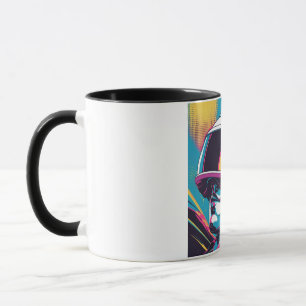Futuristic character portrait wearing VR headset Mug