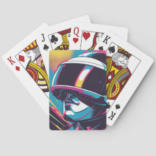 Futuristic character portrait wearing VR headset Playing Cards