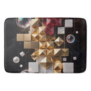 Futuristic Christmas Mosaic Column 3D Bath Mat