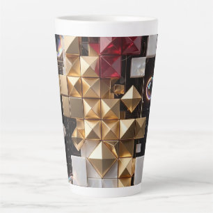 Futuristic Christmas Mosaic Column 3D Latte Mug