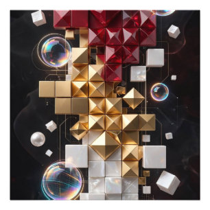 Futuristic Christmas Mosaic Column 3D  Photo Print