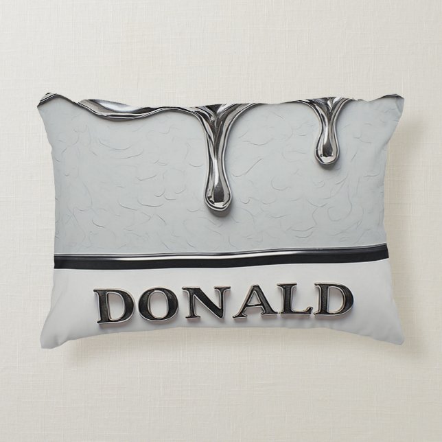 Futuristic Chrome Dripping Name Design Metallic Decorative Cushion (Front)