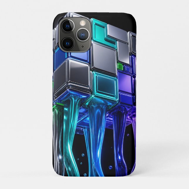 Futuristic Chrome Puzzle Cube  Case-Mate iPhone Case (Back)
