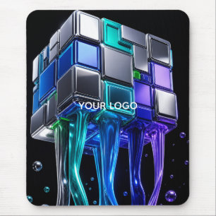Futuristic Chrome Puzzle Cube Mouse Mat