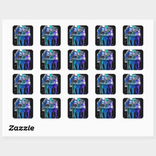 Futuristic Chrome Puzzle Cube Square Sticker