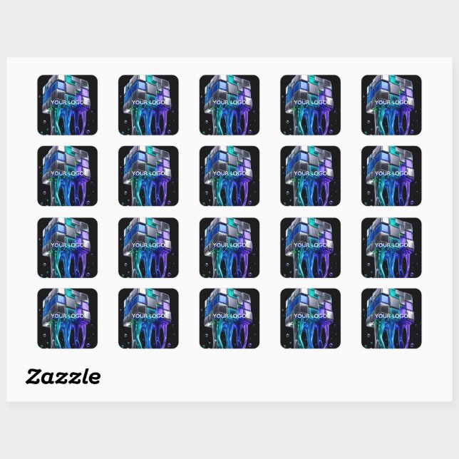 Futuristic Chrome Puzzle Cube  Square Sticker (Sheet)