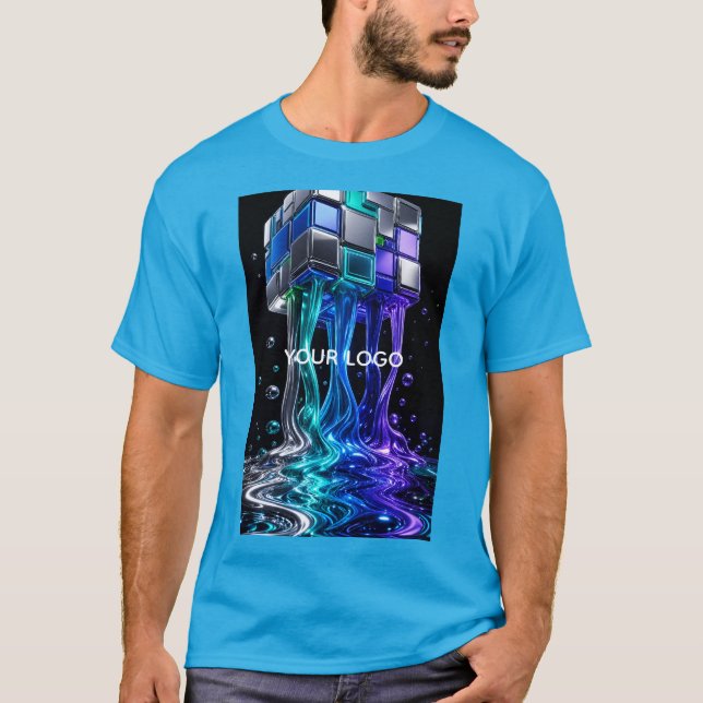 Futuristic Chrome Puzzle Cube  T-Shirt (Front)