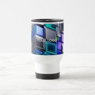 Futuristic Chrome Puzzle Cube Travel Mug