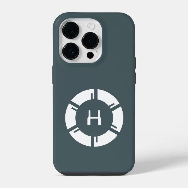 Futuristic Circle With Sci-Fi Monogram Grey iPhone Case (Back)