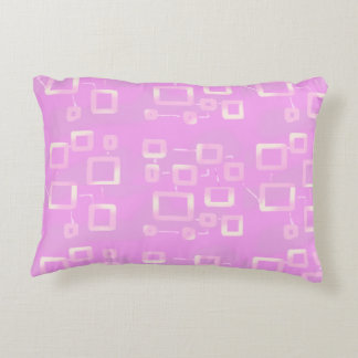 Futuristic Circuit Boxes on Pink Geometric Printed Decorative Cushion