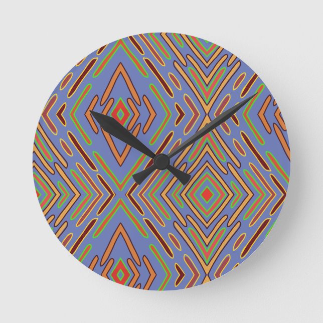 Futuristic Circuitry Abstract Blue Pattern  Round Clock (Front)