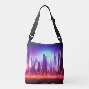 Futuristic City Blue Star Alien World Crossbody Bag