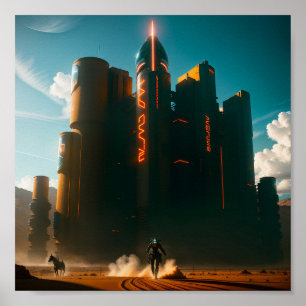 Futuristic City in the Desert Poster