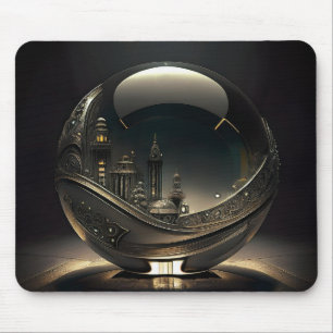 Futuristic City In Transparent Glass Globe Mouse Mat