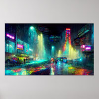 Futuristic City landscape with buildings, people