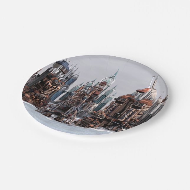 Futuristic City Paper Plate (Angled)