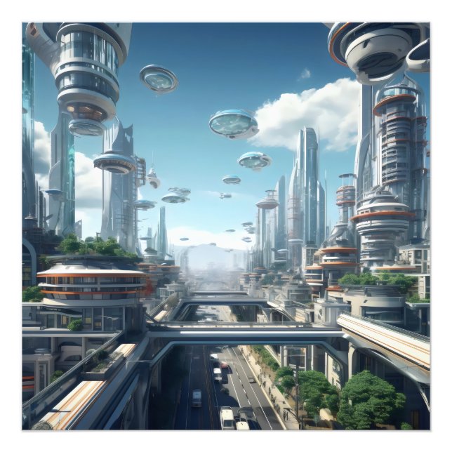 Futuristic City Photo Print (Front)
