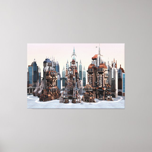 Futuristic City Sci-Fi Canvas Print (Front)
