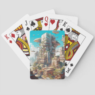 Futuristic City Science Fiction Art Playing Cards