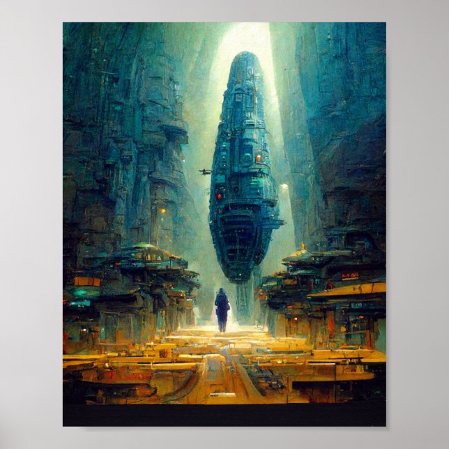 Futuristic City Science Fiction Art Poster (Front)
